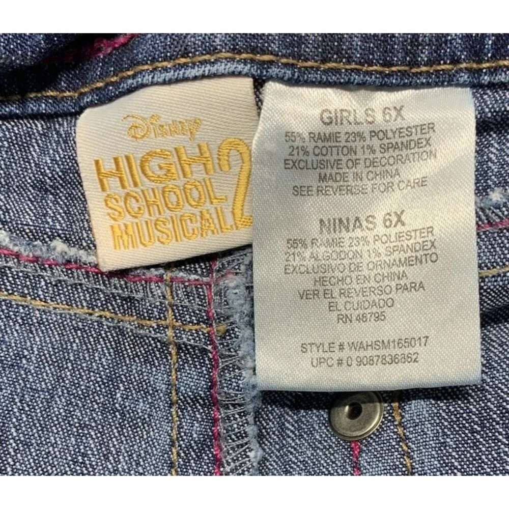 High School Musical 2 Jeans Pants Girls Sz 6X Vintage Y2K Embroidered
